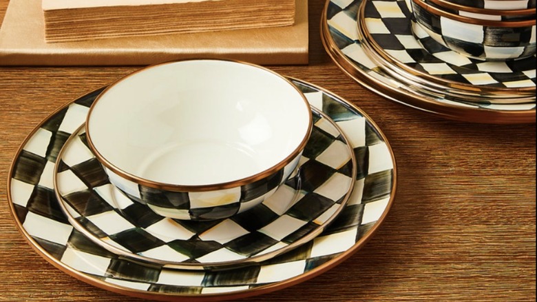 MacKenzie Childs Courtly checked dinnerware