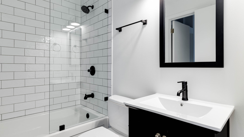 small black and white bathroom