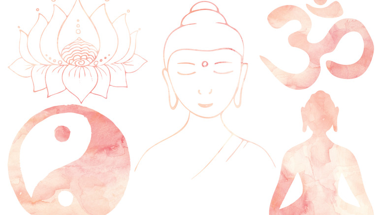 Lotus, ying yang, om symbol
