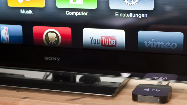 Apps displayed on a Sony television with Apple box