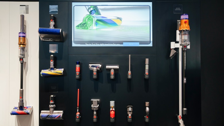 Wall of dyson vacuum cleaners