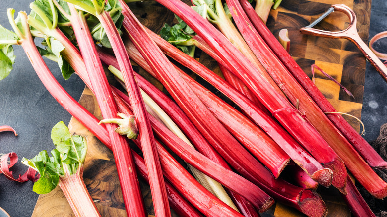 Rhubarb on cutting board