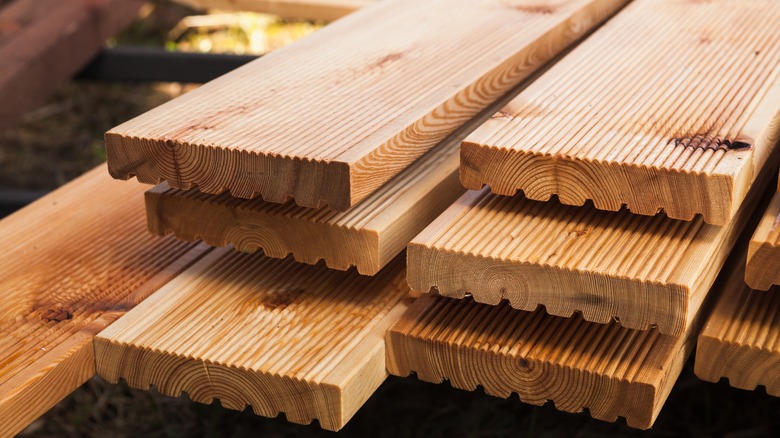 sanded, tooled wooden boards