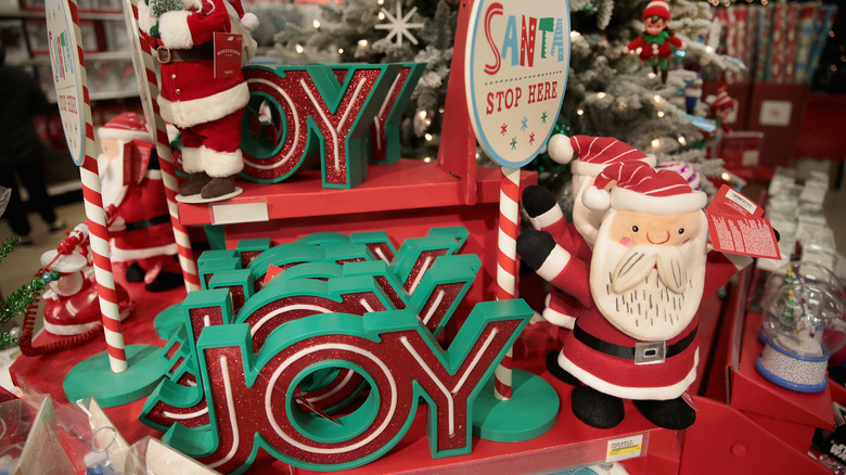 Target Christmas decorations on shelf