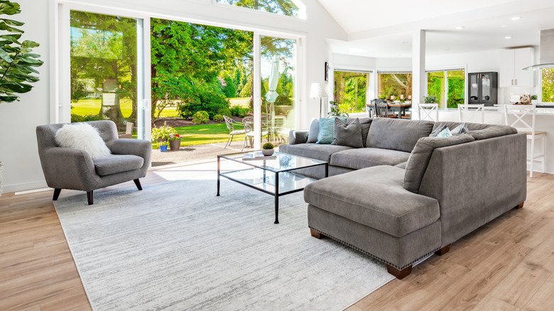 Modern living room with furniture and area rug