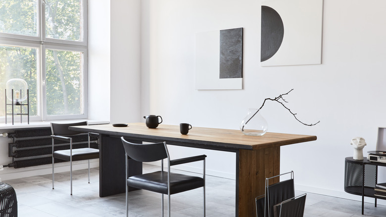 Large wooden desk in home office