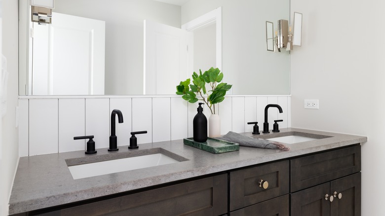 shiplap wall in bathroom