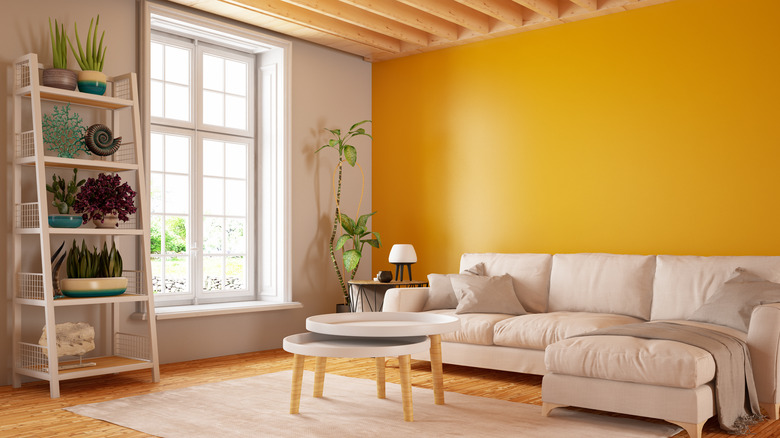 Bright yellow living room