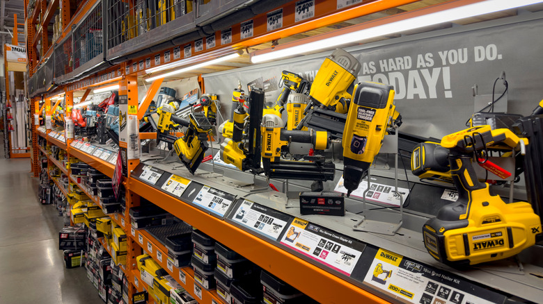 A large variety of DeWalt power tools available at a national retailer