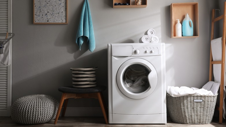 Washing machine in laundry room