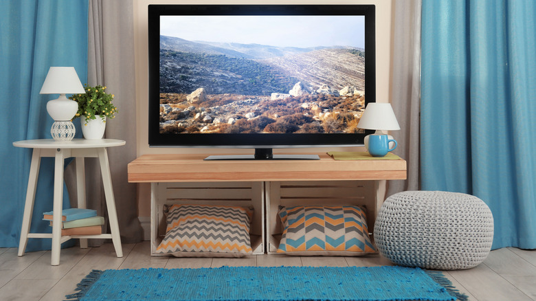 Wooden T.V. stand natural finish
