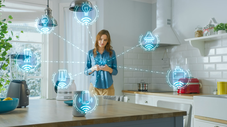 Woman in smart home