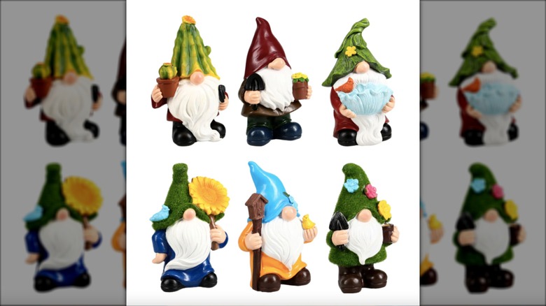Miniature gnomes with plant themes
