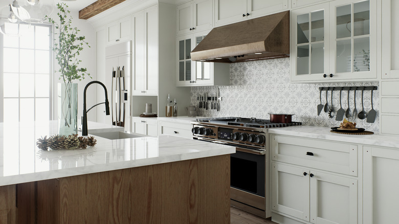 Kitchen with white countertops