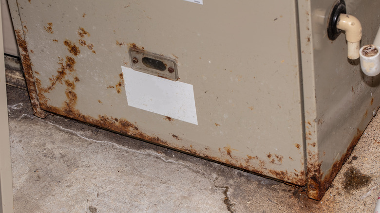 Rust on panel of furnace