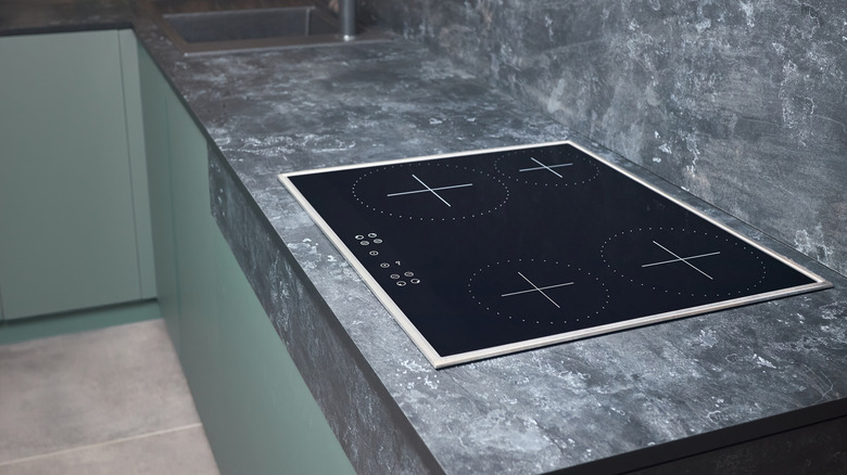 A gray induction cooktop