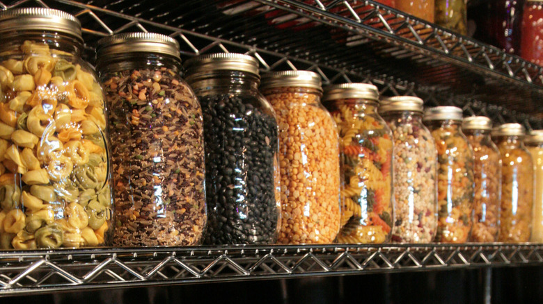Mason jars with dried goods