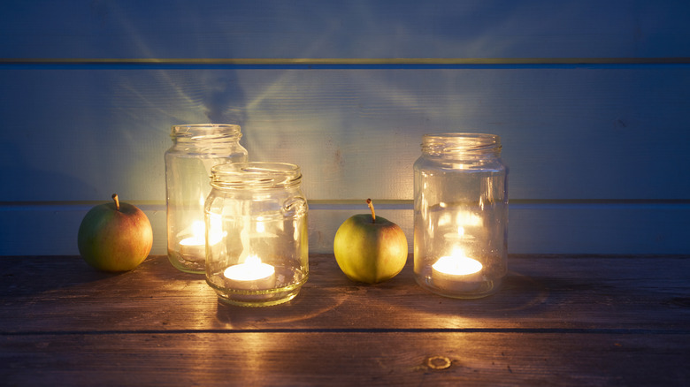 Mason jars with candles