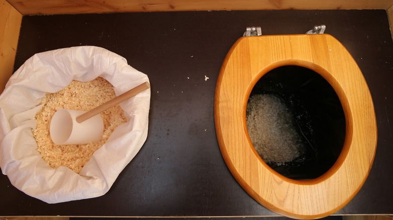 Composting toilet and litter bucket