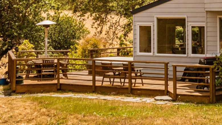 Wood deck with wood skirting