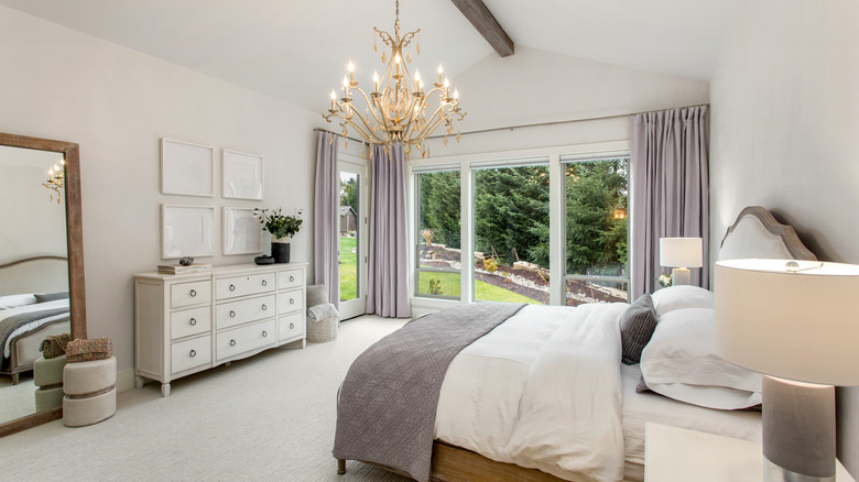 Chandelier in bedroom 