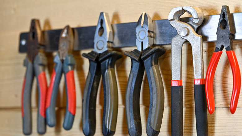 Different types of pliers that could be used to repair a sliding glass door