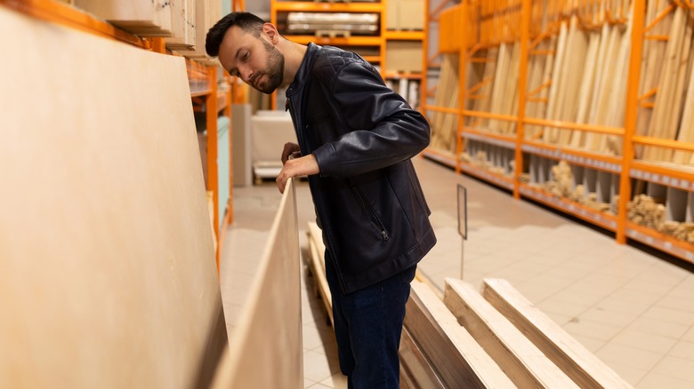 Man buying plywood