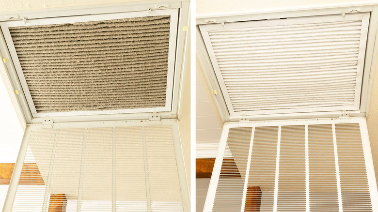 Before and after of air duct cleaning