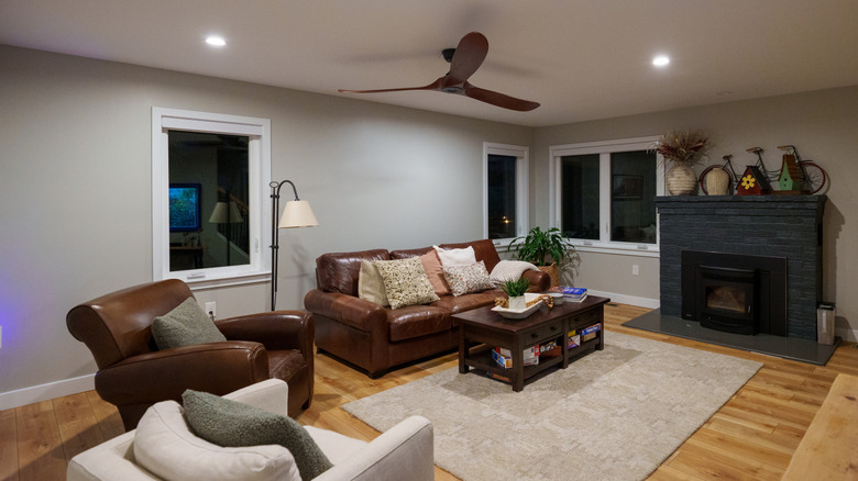 Ceiling fan in a living area