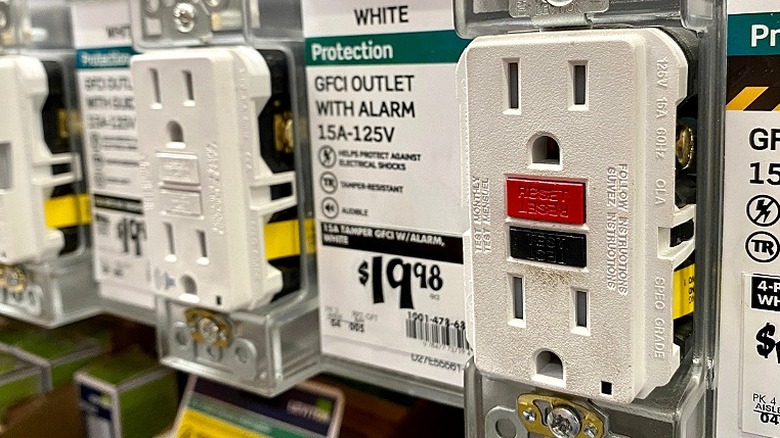 GFCI outlets on display at a store