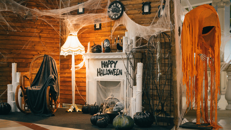 store display of Halloween decorations