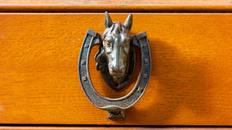 Brass horse drawer pull