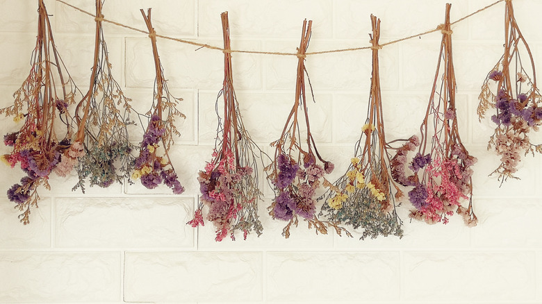 Flowers hanging to dry