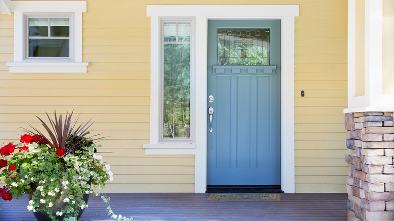 Blue door and yellow wall