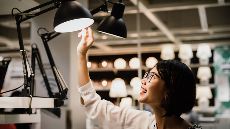 Woman shopping for lights