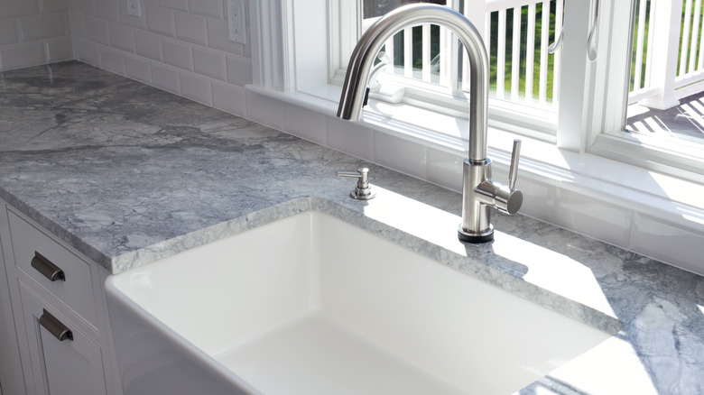 sink with light grey countertop