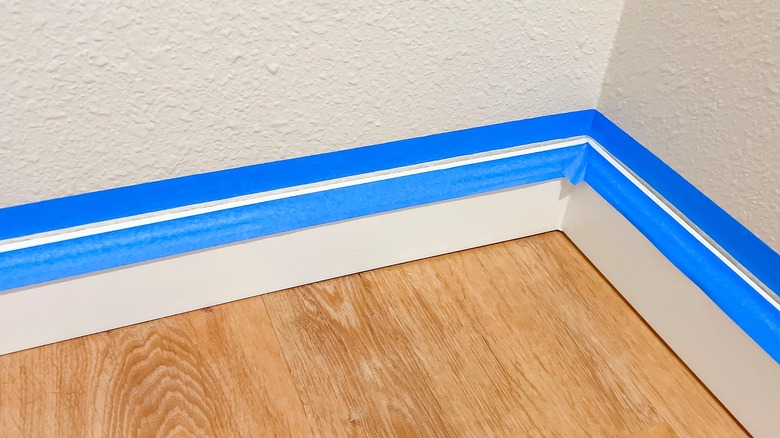 Wall painting corner with blue painter's tape