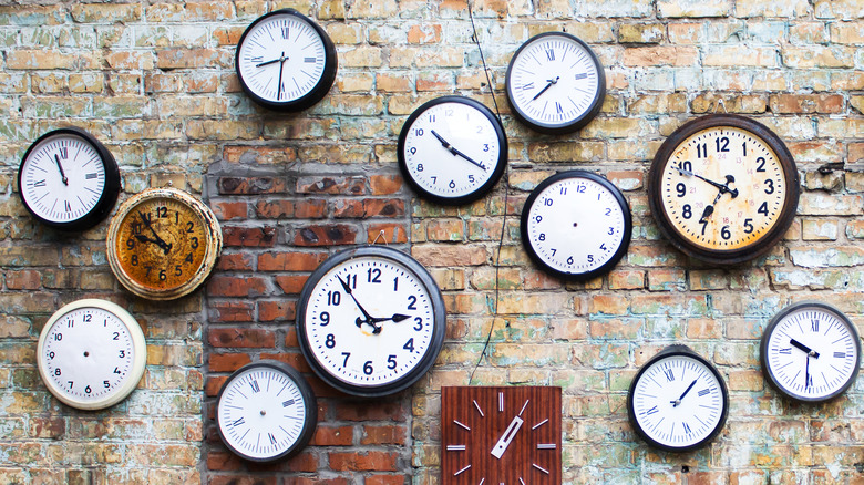 Vintage clocks on a wall