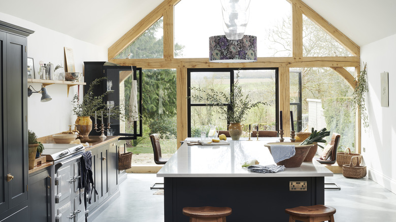 Spacious deVOL kitchen with wall of windows