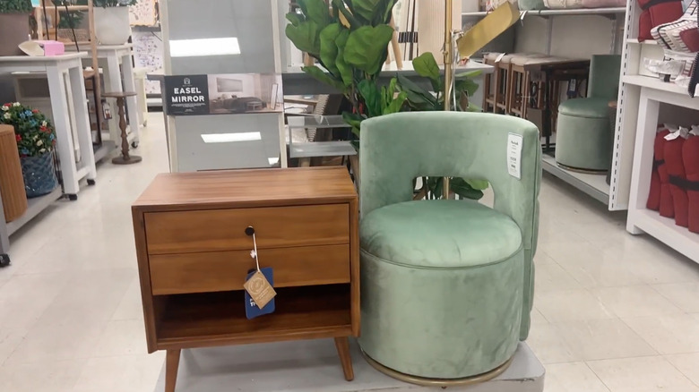 Chair and night stand inside Marshalls