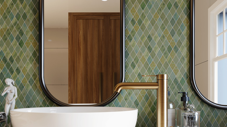 Bathroom mirror and sink
