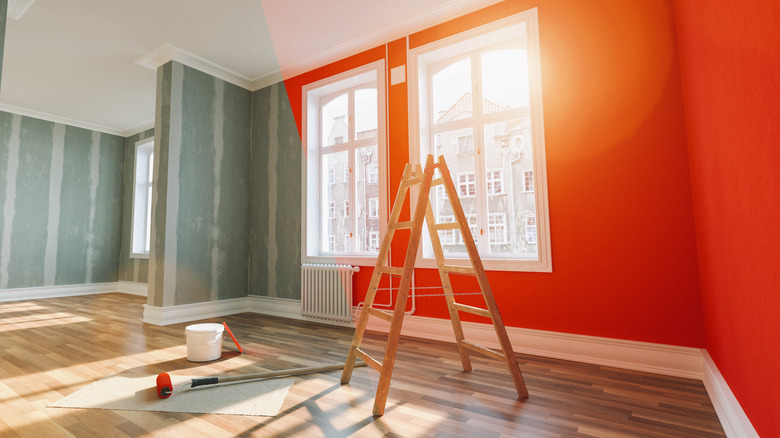 A room with red paint