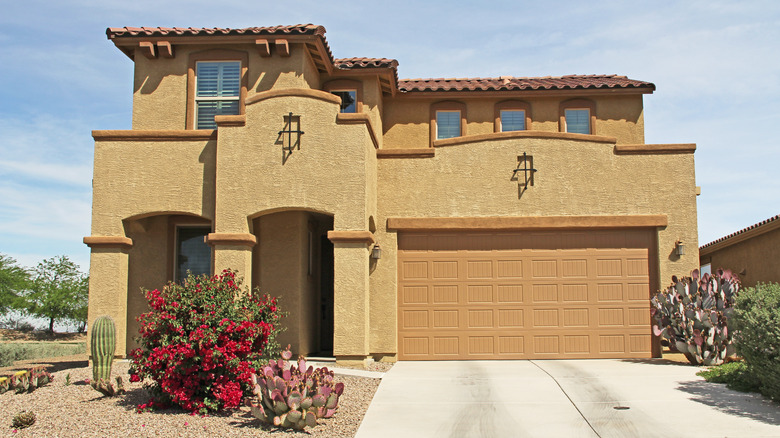 brown stucco exterior of home 