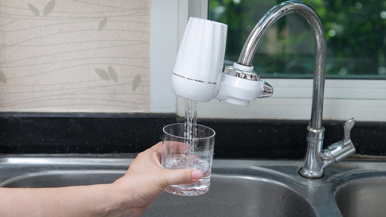 Water filter on sink