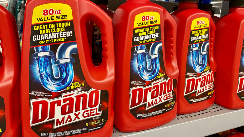 Bottles of Drano at store
