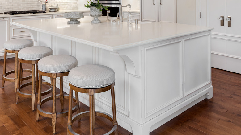 kitchen island and stools