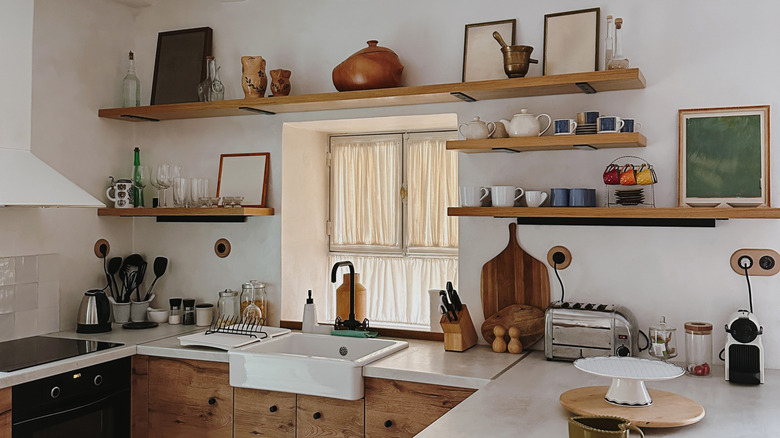 Kitchen with open shelves