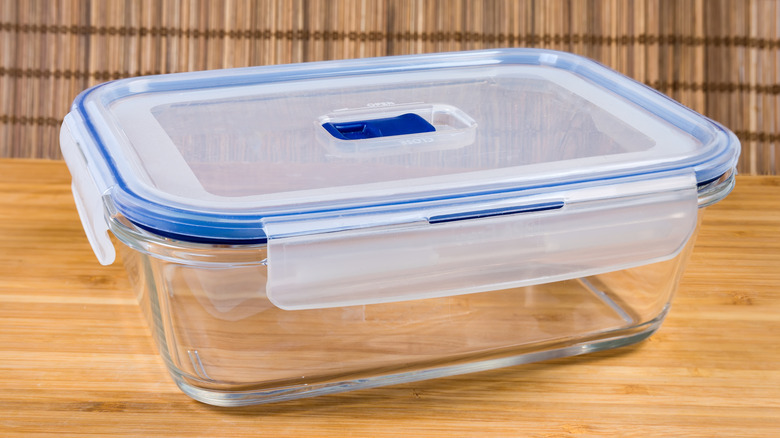 Food stored in glass containers