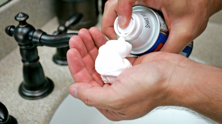 hand full of shaving cream