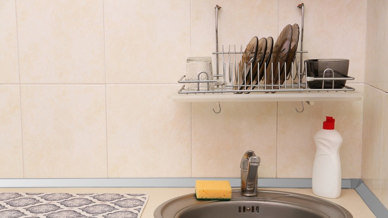 wall mounted dish rack over the sink